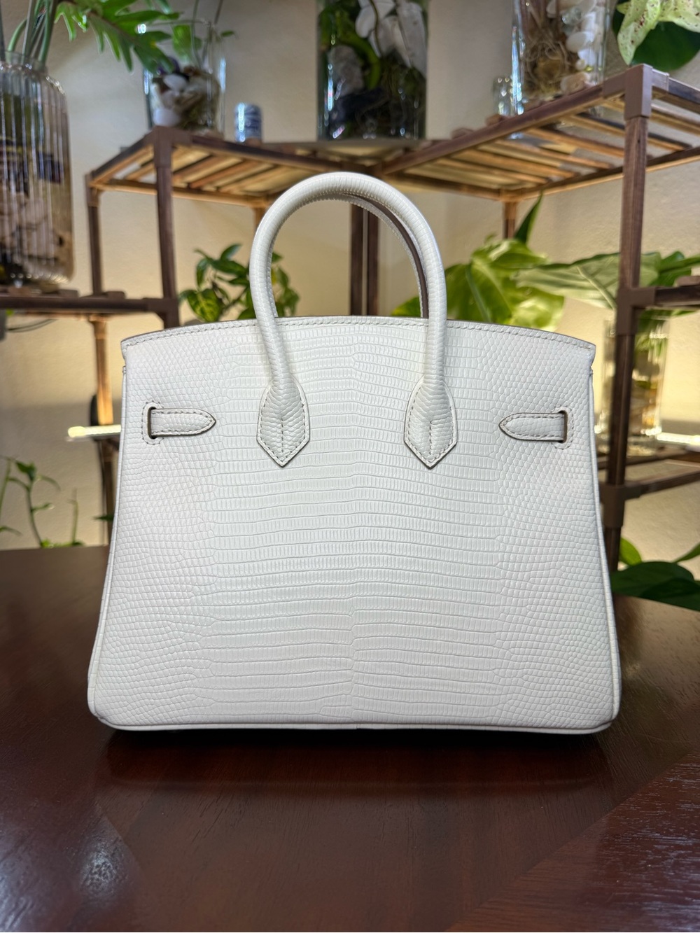 Natural Leather Unbranded 25cm White Reptile-Embossed Top-Handle Handbag - Picture 5 of 8